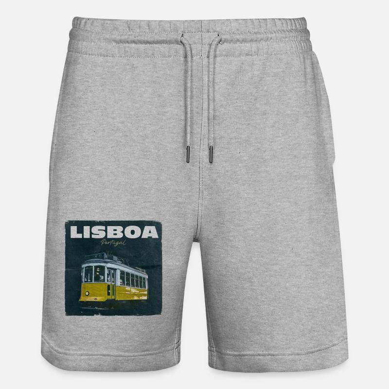 Tramway jaune de Lisbonne rétro - Short de jogging bio TRAINER Stanley/Stella unisexe - gris chiné