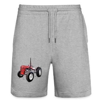 Roter M F 35 Traktor - Stanley/Stella Unisex Bio Joggingshorts Trainer  - Grau meliert - Vorne - Nik (191cm) & Marisol (170cm)