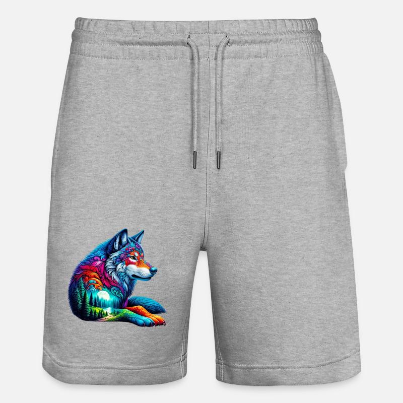 Wolf - Stanley/Stella Trainer Unisex Organic Jogging Shorts - heather grey