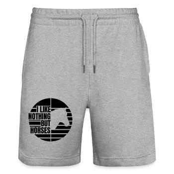 J’aime les chevaux - Short de jogging bio TRAINER Stanley/Stella unisexe - gris chiné - Devant - Nik (191cm) & Marisol (170cm)