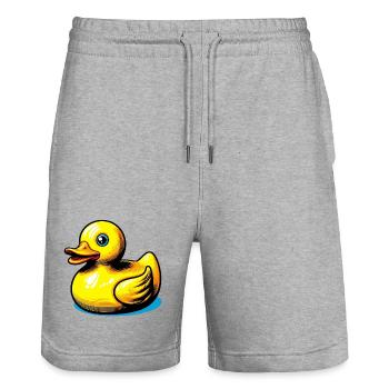 Caneton Canard Canard - Short de jogging bio TRAINER Stanley/Stella unisexe - gris chiné - Devant - Nik (191cm) & Marisol (170cm)