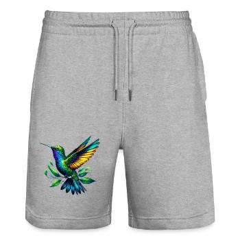 Hummingbird - Stanley/Stella Trainer Unisex Organic Jogging Shorts - heather grey - Front - Nik (191cm) & Marisol (170cm)