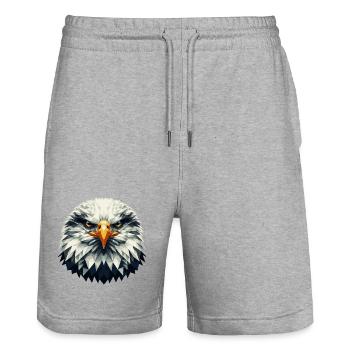 Geometrischer Adlerkopf – Polygonal - Stanley/Stella Unisex Bio Joggingshorts Trainer  - Grau meliert - Vorne - Nik (191cm) & Marisol (170cm)