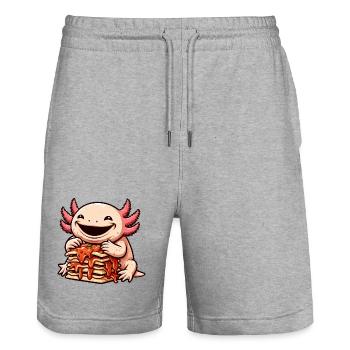 Axolotl Enjoys Lasagna Comic - Stanley/Stella Trainer Unisex Organic Jogging Shorts - heather grey - Front - Nik (191cm) & Marisol (170cm)