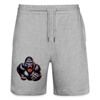 Gorille - Short de jogging bio TRAINER Stanley/Stella unisexe - gris chiné - Devant - Nik (191cm) & Marisol (170cm)