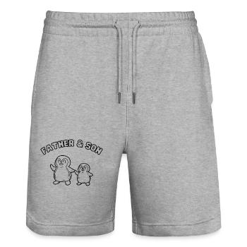 Penguin Family Father & Son Outline - Stanley/Stella Trainer Unisex Organic Jogging Shorts - heather grey - Front - Nik (191cm) & Marisol (170cm)