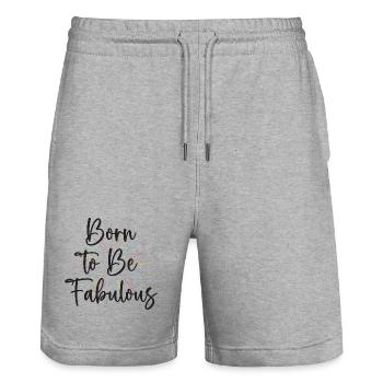 LGBT Pride Month - Born To Be Fabulous - Stanley/Stella Trainer Unisex Organic Jogging Shorts - heather grey - Front - Nik (191cm) & Marisol (170cm)