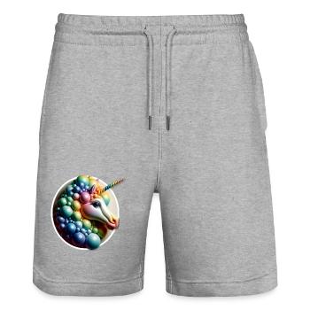 unicorn horse fairy fairy rainbow wish diverse - Stanley/Stella Trainer Unisex Organic Jogging Shorts - heather grey - Front - Nik (191cm) & Marisol (170cm)