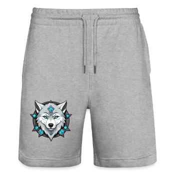Loup de glace - Short de jogging bio TRAINER Stanley/Stella unisexe - gris chiné - Devant - Nik (191cm) & Marisol (170cm)