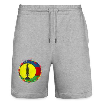 Neukaledonien, Kanak, Noumea - Stanley/Stella Unisex Bio Joggingshorts Trainer  - Grau meliert - Vorne - Nik (191cm) & Marisol (170cm)