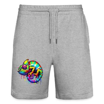 Chameleon - Stanley/Stella Trainer Unisex Organic Jogging Shorts - heather grey - Front - Nik (191cm) & Marisol (170cm)