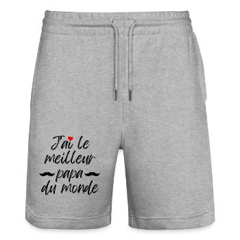 Ich habe den besten Vater der Welt - Stanley/Stella Unisex Bio Joggingshorts Trainer  - Grau meliert - Vorne - Nik (191cm) & Marisol (170cm)