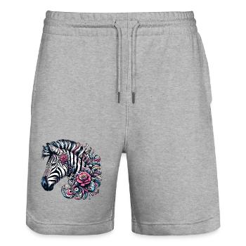 Zebra - Stanley/Stella Unisex Bio Joggingshorts Trainer  - Grau meliert - Vorne - Nik (191cm) & Marisol (170cm)