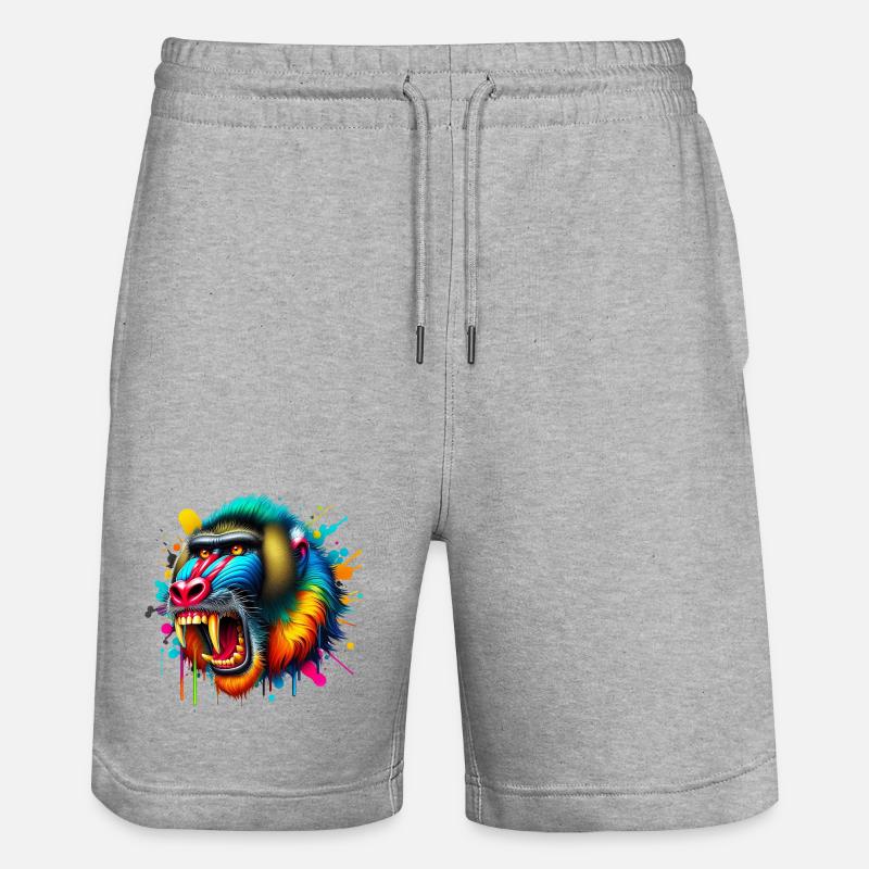 Singe Mandrill - Short de jogging bio TRAINER Stanley/Stella unisexe - gris chiné