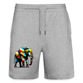 Éléphant - Short de jogging bio TRAINER Stanley/Stella unisexe - gris chiné - Devant - Nik (191cm) & Marisol (170cm)