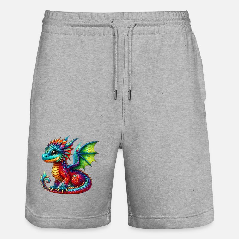 Drache - Stanley/Stella Unisex Bio Joggingshorts Trainer  - Grau meliert