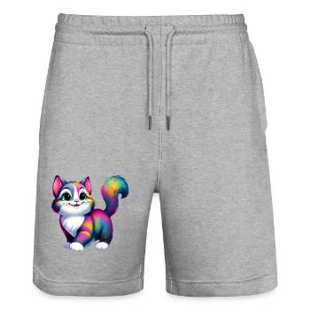 Cat - Stanley/Stella Trainer Unisex Organic Jogging Shorts - heather grey - Front - Nik (191cm) & Marisol (170cm)