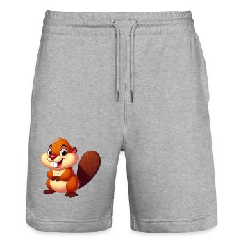 Beaver - Stanley/Stella Trainer Unisex Organic Jogging Shorts - heather grey - Front - Nik (191cm) & Marisol (170cm)