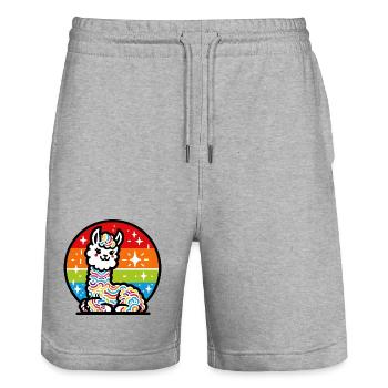 Alpaca - Stanley/Stella Trainer Unisex Organic Jogging Shorts - heather grey - Front - Nik (191cm) & Marisol (170cm)