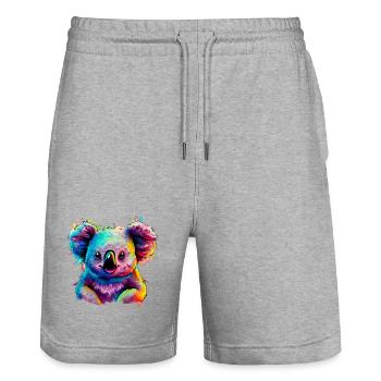 Koala - Stanley/Stella Trainer Unisex Organic Jogging Shorts - heather grey - Front - Nik (191cm) & Marisol (170cm)