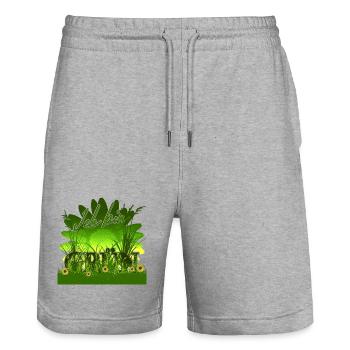 I AM GREEN - Margarites Herbe Soleil - Short de jogging bio TRAINER Stanley/Stella unisexe - gris chiné - Devant - Nik (191cm) & Marisol (170cm)