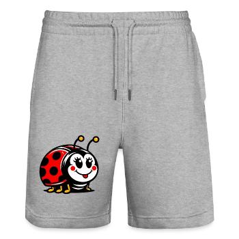 Marienkäfer - Stanley/Stella Unisex Bio Joggingshorts Trainer  - Grau meliert - Vorne - Nik (191cm) & Marisol (170cm)