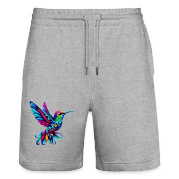 Kolibri - Stanley/Stella Unisex Bio Joggingshorts Trainer  - Grau meliert - Vorne - Nik (191cm) & Marisol (170cm)