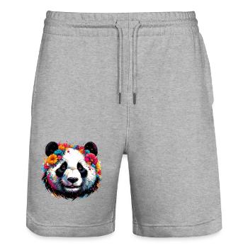 Panda - Stanley/Stella Unisex Bio Joggingshorts Trainer  - Grau meliert - Vorne - Nik (191cm) & Marisol (170cm)