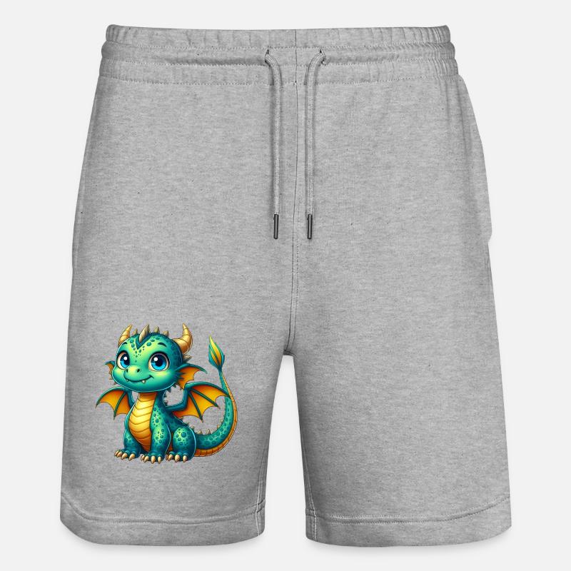 Drache - Stanley/Stella Unisex Bio Joggingshorts Trainer - Grau meliert