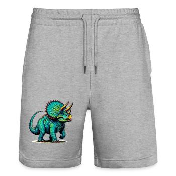 Dinosaurier - Stanley/Stella Unisex Bio Joggingshorts Trainer  - Grau meliert - Vorne - Nik (191cm) & Marisol (170cm)
