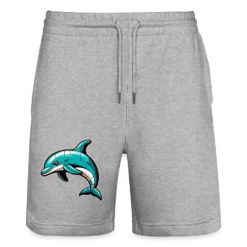 Dolphin - Stanley/Stella Trainer Unisex Organic Jogging Shorts - heather grey - Front - Nik (191cm) & Marisol (170cm)
