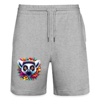 Lémurien - Short de jogging bio TRAINER Stanley/Stella unisexe - gris chiné - Devant - Nik (191cm) & Marisol (170cm)