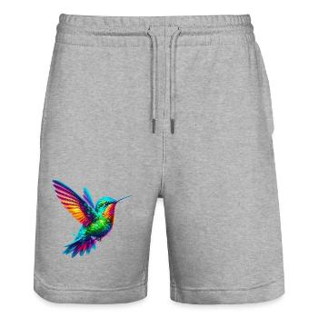 Kolibri - Stanley/Stella Unisex Bio Joggingshorts Trainer  - Grau meliert - Vorne - Nik (191cm) & Marisol (170cm)
