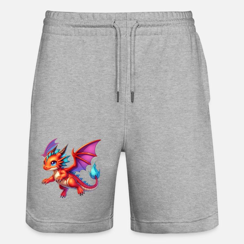 Drache - Stanley/Stella Unisex Bio Joggingshorts Trainer  - Grau meliert
