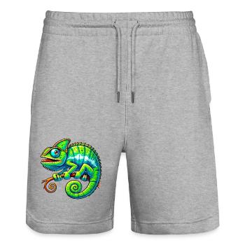 Caméléon - Short de jogging bio TRAINER Stanley/Stella unisexe - gris chiné - Devant - Nik (191cm) & Marisol (170cm)