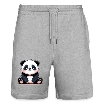 Panda - Stanley/Stella Unisex Bio Joggingshorts Trainer  - Grau meliert - Vorne - Nik (191cm) & Marisol (170cm)