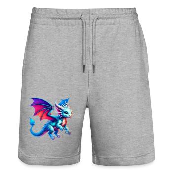 Dragon - Stanley/Stella Trainer Unisex Organic Jogging Shorts - heather grey - Front - Nik (191cm) & Marisol (170cm)