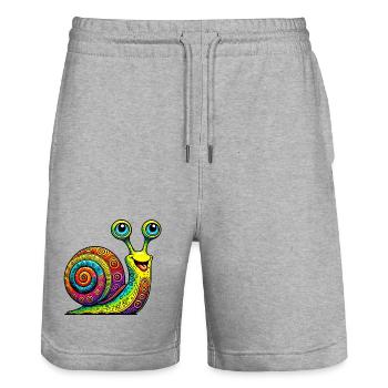 Snail - Stanley/Stella Trainer Unisex Organic Jogging Shorts - heather grey - Front - Nik (191cm) & Marisol (170cm)