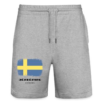 Jönköping /// Suède /// Sverige /// Schweden - Short de jogging bio TRAINER Stanley/Stella unisexe - gris chiné - Devant - Nik (191cm) & Marisol (170cm)