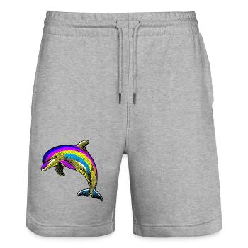 Delfin - Stanley/Stella Unisex Bio Joggingshorts Trainer  - Grau meliert - Vorne - Nik (191cm) & Marisol (170cm)