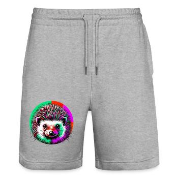 Igel - Stanley/Stella Unisex Bio Joggingshorts Trainer  - Grau meliert - Vorne - Nik (191cm) & Marisol (170cm)