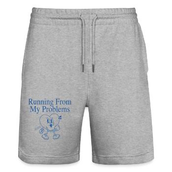 Running Heart – Running From My Problems - Stanley/Stella Trainer Unisex Organic Jogging Shorts - heather grey - Front - Nik (191cm) & Marisol (170cm)
