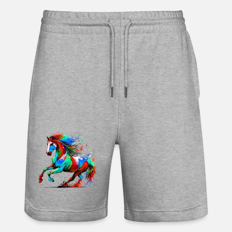 Pferd - Stanley/Stella Unisex Bio Joggingshorts Trainer  - Grau meliert