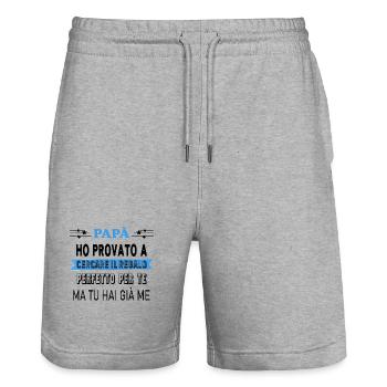 Perfektes Geschenk für Papa - Stanley/Stella Unisex Bio Joggingshorts Trainer  - Grau meliert - Vorne - Nik (191cm) & Marisol (170cm)