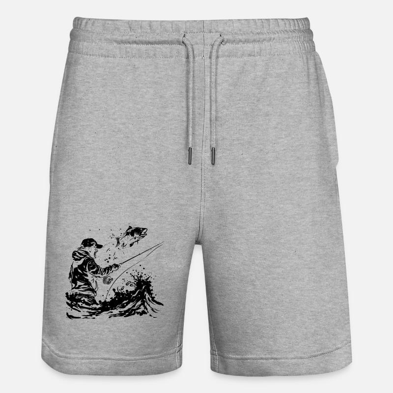 Dessin de pêche - Short de jogging bio TRAINER Stanley/Stella unisexe - gris chiné