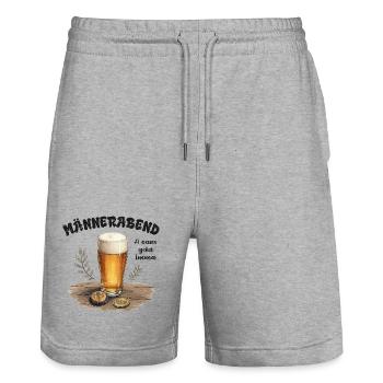 Männerabend – A oans geht imma! - Stanley/Stella Unisex Bio Joggingshorts Trainer  - Grau meliert - Vorne - Nik (191cm) & Marisol (170cm)