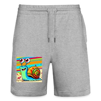 Schnecke - Stanley/Stella Unisex Bio Joggingshorts Trainer  - Grau meliert - Vorne - Nik (191cm) & Marisol (170cm)