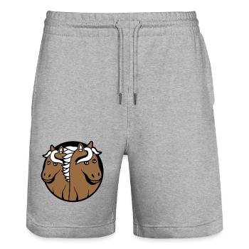 2 Horses Man Woman Lovers Friends Love Team - Stanley/Stella Trainer Unisex Organic Jogging Shorts - heather grey - Front - Nik (191cm) & Marisol (170cm)