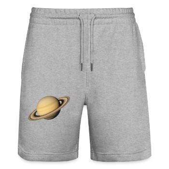 Saturne - Planète Saturne - Short de jogging bio TRAINER Stanley/Stella unisexe - gris chiné - Devant - Nik (191cm) & Marisol (170cm)