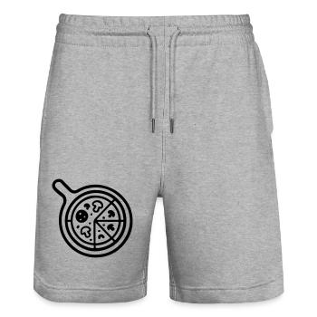 Pizza Pizzeria Symbol - Stanley/Stella Unisex Bio Joggingshorts Trainer  - Grau meliert - Vorne - Nik (191cm) & Marisol (170cm)